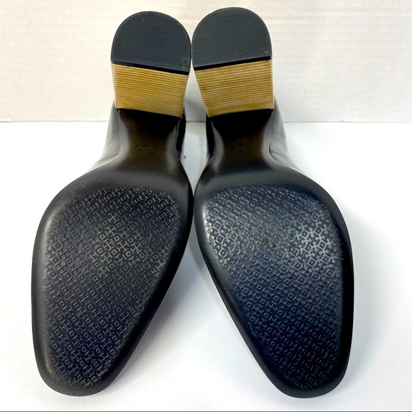 Tory Burch Faye Black Dark Ivory Patent Leather Block Pump Heels Size 7 - Picture 9 of 15
